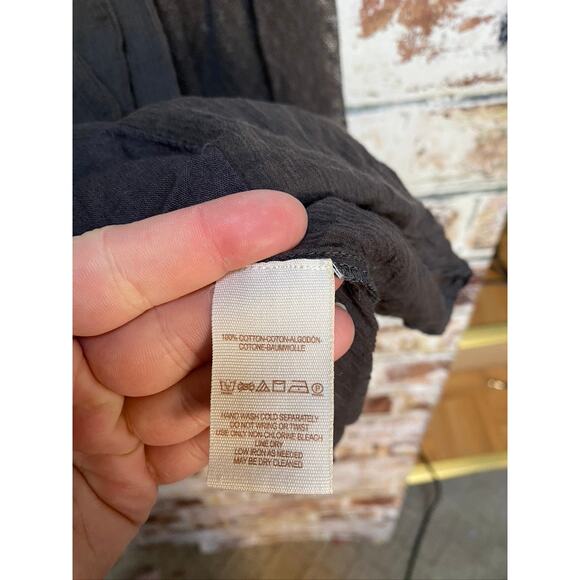 Free People Unique Flowing Polka Dot Mesh + Lace Pleated Detail Cotton Blouse - Picture 7 of 9